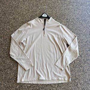 Eddie Bauer Beige and Brown Quarter-Zip Pullover